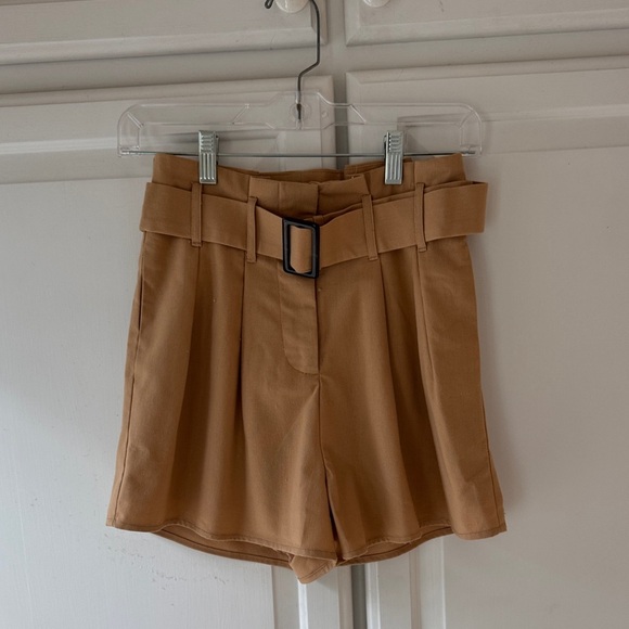 Tan Charlie Holiday High-Waisted Women Shorts - Picture 2 of 4